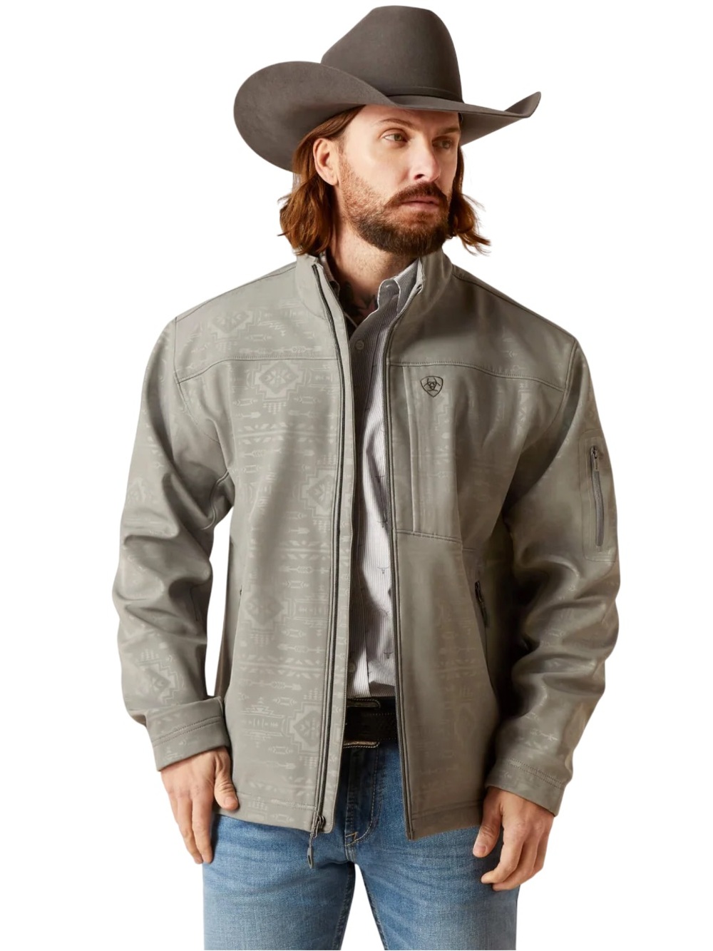 Ariat Men Vernon 2.0 Jetty Gray Embossed Softshell 10046607 Jacket